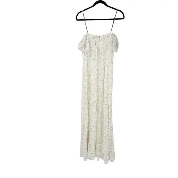ML MONIQUE LHUILLIER Women's Off-the-Shoulder Metallic Chiffon Gown Beige 4 NWT